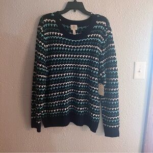 St. John's Bay Navy and White Patterned Sweater